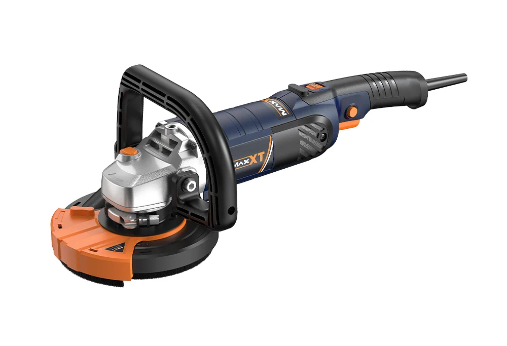 Hero image of angle grinder buying guide 2025 showing corded and cordless models, discs, and key specs icons (RPM, Watts, Voltage)