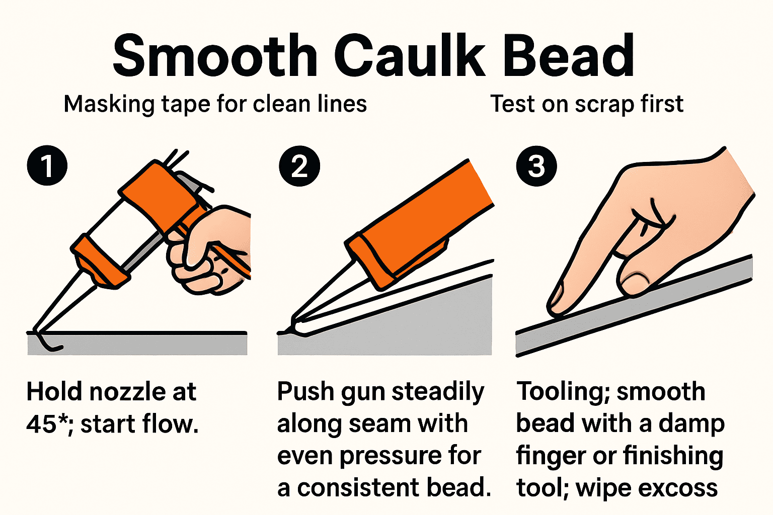 caulk application technique diagram